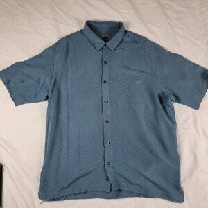 REI Mens XL Blue Short Sleeve Button Up Shirt Casual Camping Outdoor Summer